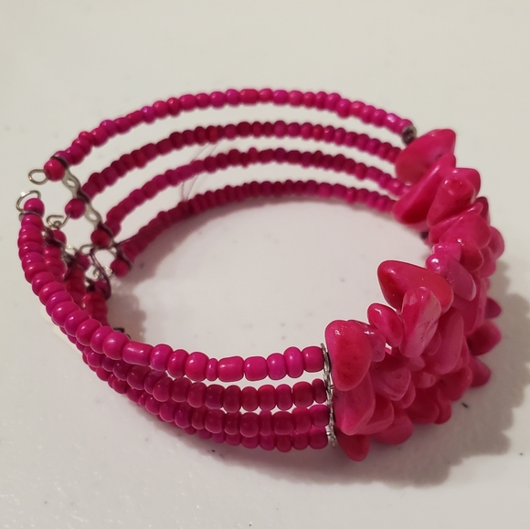3for$20 Pink seed bead and stone bracelet - Picture 3 of 5